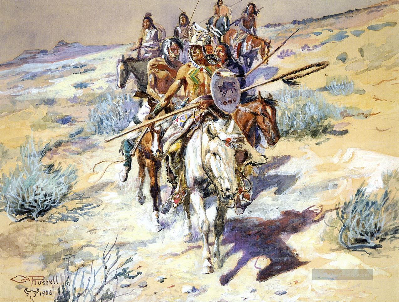 Rückkehr der Krieger Indianer Westlichen Amerikanischen Charles Marion Russell Ölgemälde